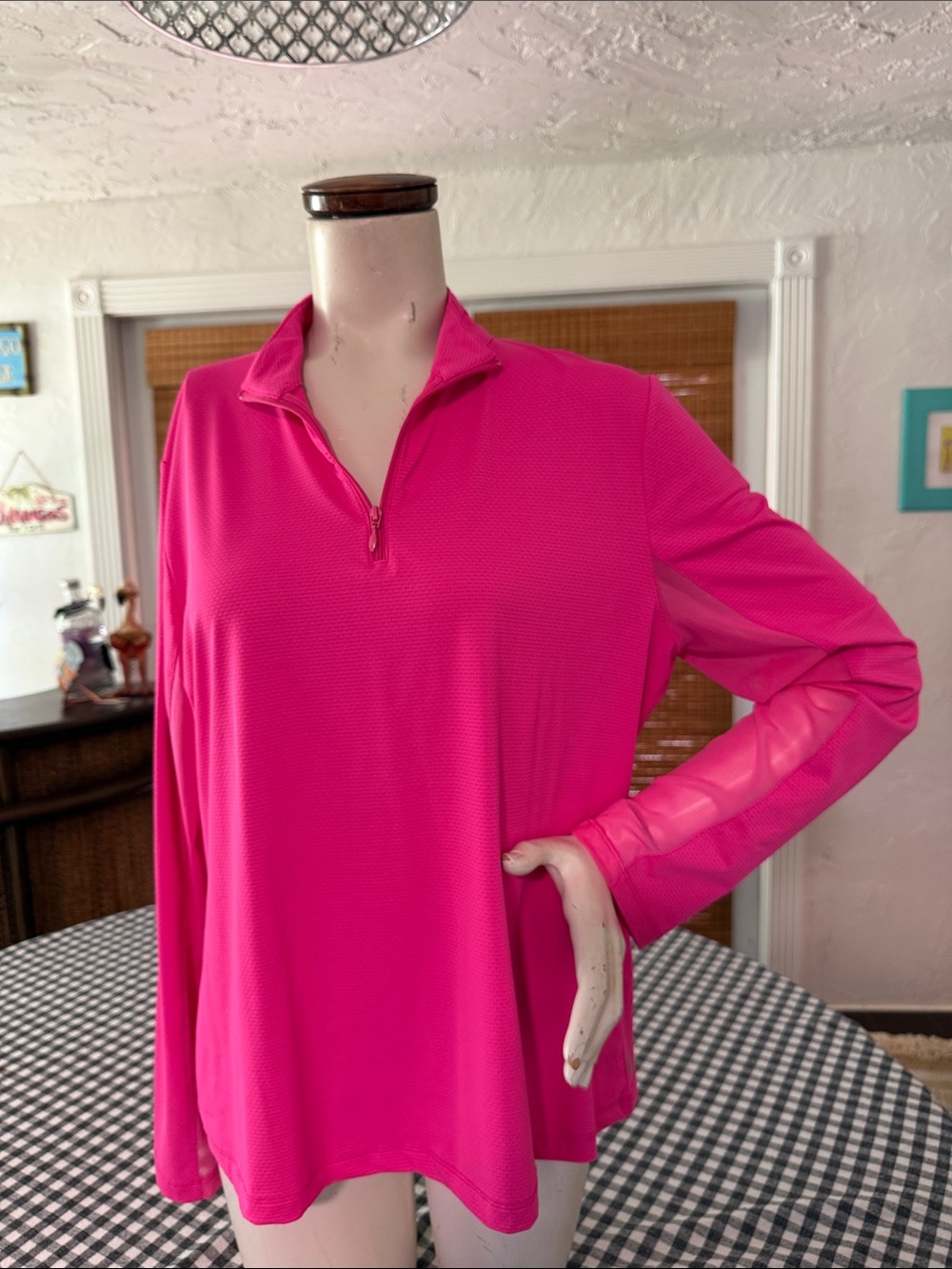 Gottex Hot Pink Long-Sleeve Zip-Neck Top